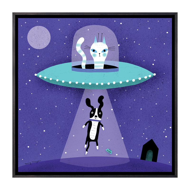 «Doggone» par Terry Runyan - impression, Toile avec cadre noir patiné, Pas de tapis, H 26 po x l 26 po x P 1,5 po