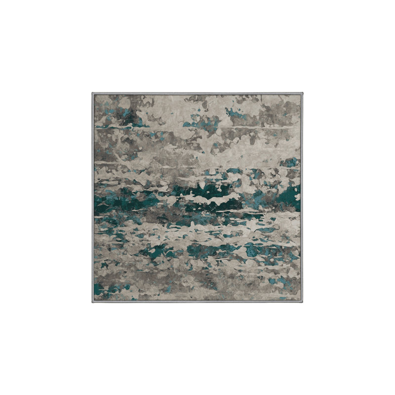 Machine Washable Gray Area Rug GSIX03633, Square 4'