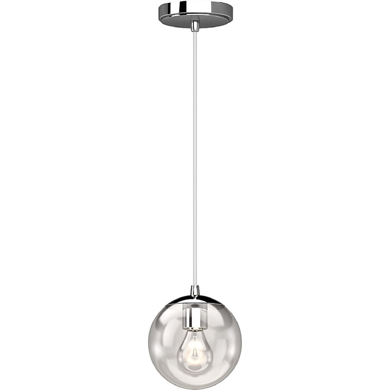 Jarron 1-Light Indoor Chrome Mini Hanging Pendant with Clear Glass Round Sphere Globe Orb Shade, Chrome