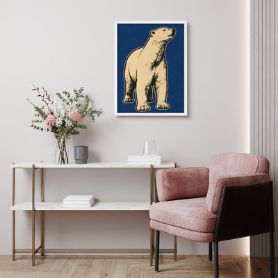 Minimal Polar Bear Framed Wall Art Prints - Nordic Animal Decor for Nursery Kids Room