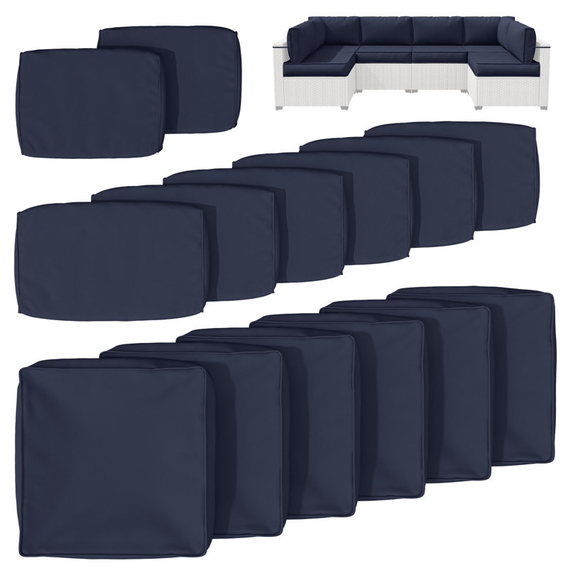 14-Piece Outdoor Seating Group Cushion Cover, Only Covers, Navy
