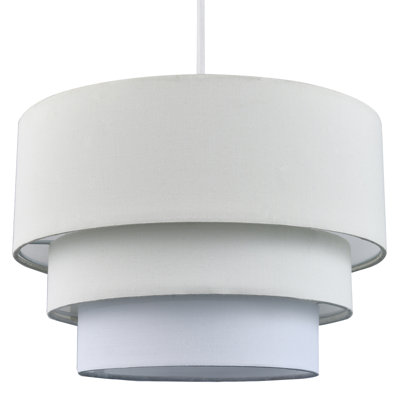 Contemporary Round Triple Tier Cotton Fabric Pendant Light Shade