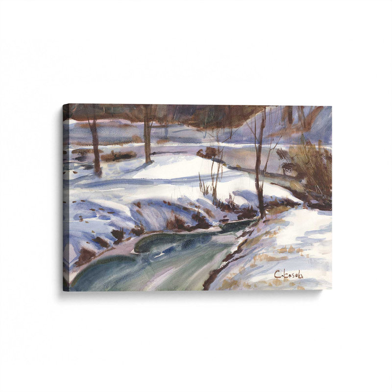 «Winter Brook» par Stephen Calcasola, reproduction d'art sur toile, H 36 po x l 48 po
