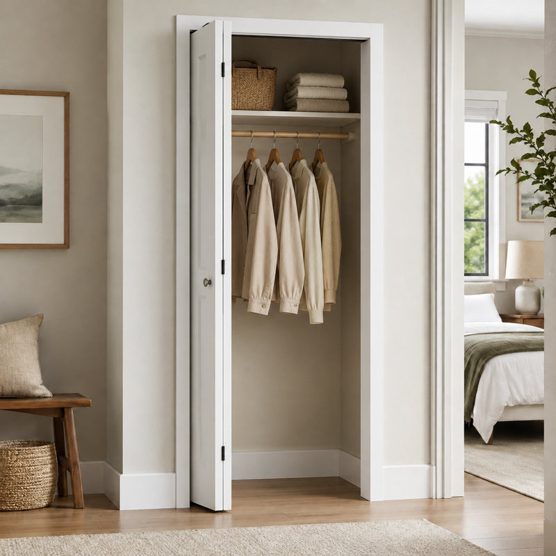 Porte de placard pliante à 1 panneau de style Shaker, 30 po x 80 po