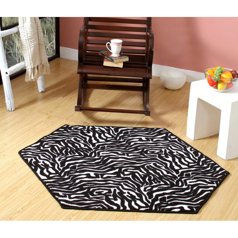 Tapis imprimé animal - beauté de zèbre, Hexagone 2 pi