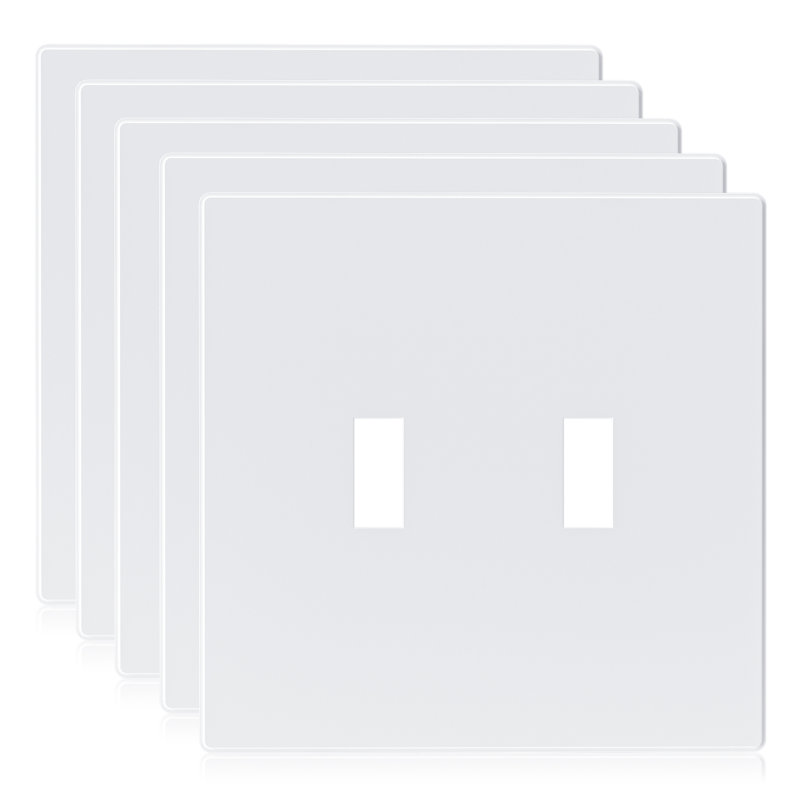 White 2-Gang Screwless Plastic Toggle Wall Plate Cover