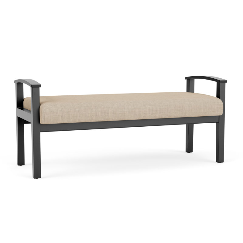 Banc en bois massif Amherst, Noir, Chambray calcaire