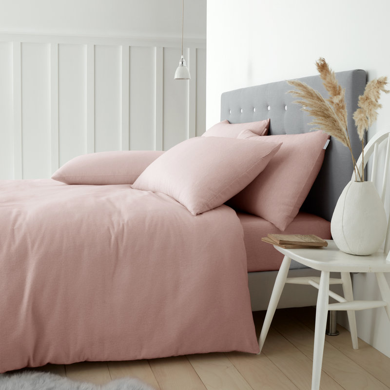 Brushed Cotton Duvet Cover Set, Pink, King - 2 Standard Pillowcases