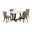 Ensemble de table de salle à manger 5 pièces - Siège en tissu de lin et dossier capitonné avec chaises et table rectangulaire - Finition lin blanc (blanc cassé)-246730614