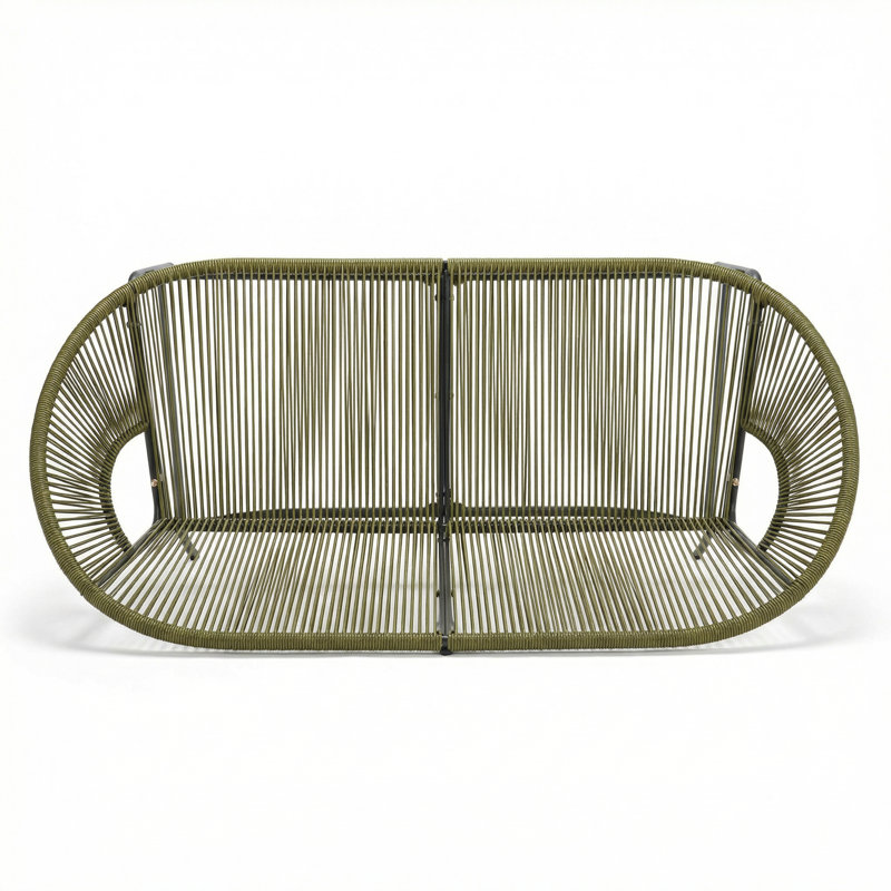 51.92'' Wide Curved Iron Loveseat, Green