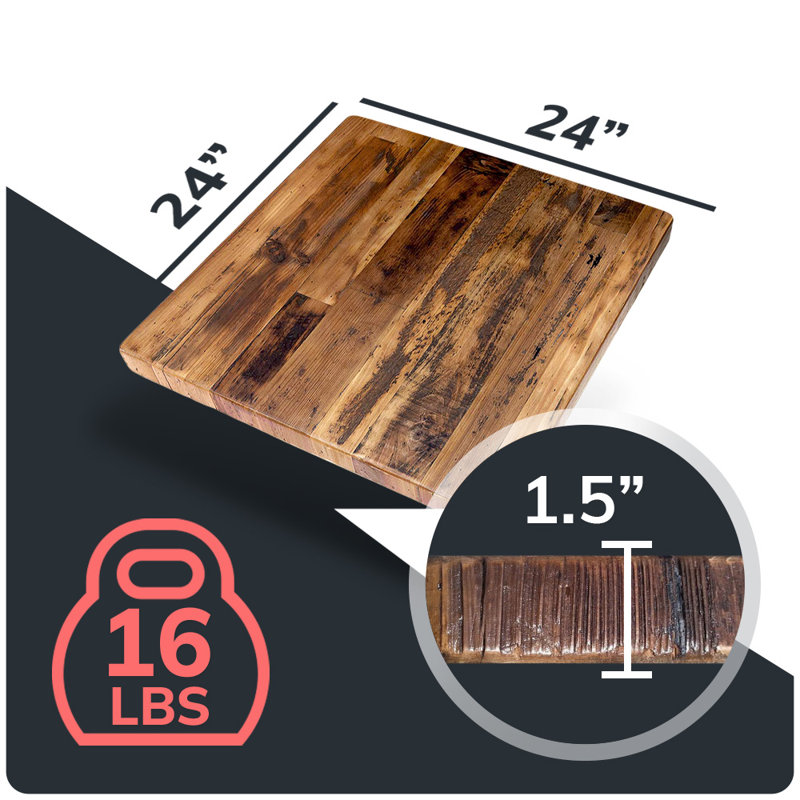 The Rustic Harvest Table Top , 1.5" H x 24" L x 24" W