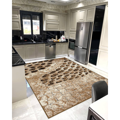 Nuraish Modern Plush Rug Abstract Geometric Rug Indoor For Living Room Bedroom Design 1529 (5X8 (5'2"X7'5"),Beige)
