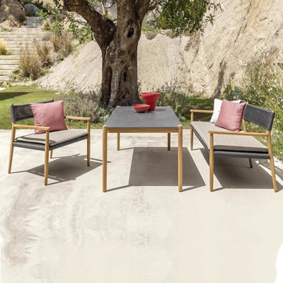 Ensemble de salle à manger d'extérieur moderne simple en teck de 62,99 po