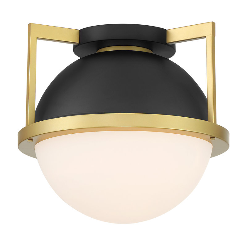 Matthildi Glass Semi Flush Mount in Matte Black/Brown, Matte Black/Brown