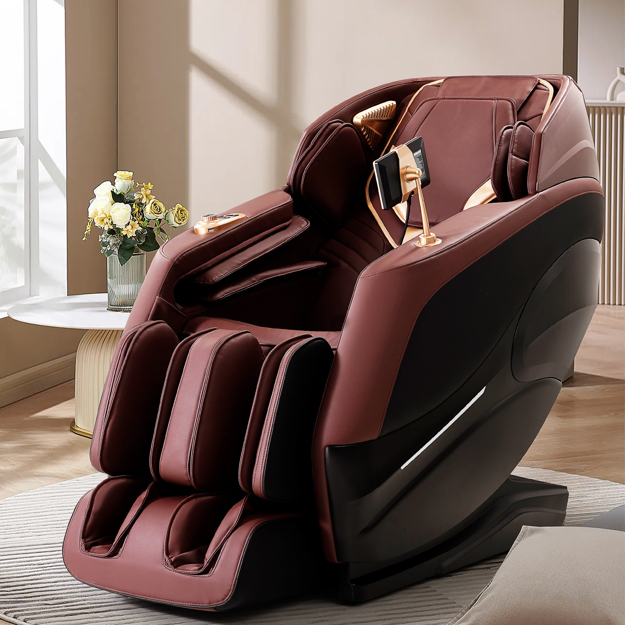 Inbox Zero Larianna Faux Leather Power Reclining Heated Massage Chair