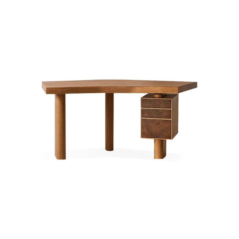 Creative solid wood desk with drawer cabinet, 29.53" H x 62.99" W x 23.62" D, Right Hand Return
