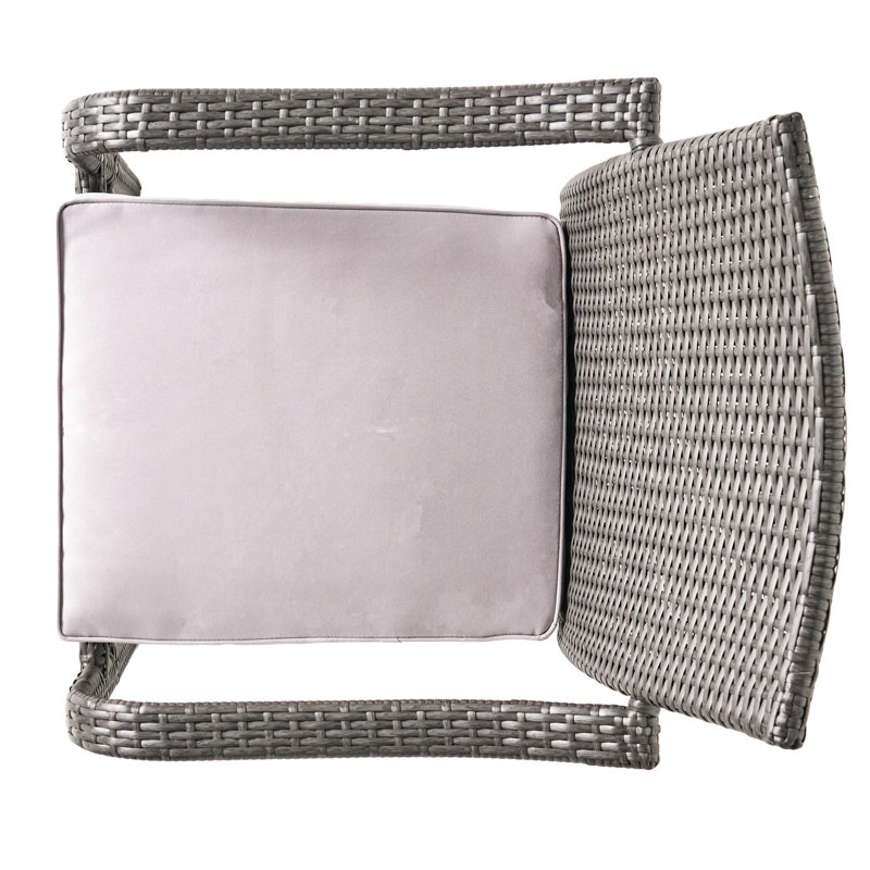 De 4 chaises empilables en PE gris, structure en fer et coussins d'eau pour un patio extérieur de style confort