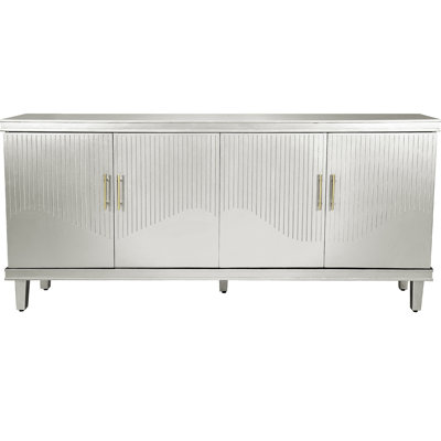 72.11'' Champagne Cabinet With 4 Doors. & Solid Wood. Abundant Storage Double Compartments. Adjustable Shelving Organization. 330 Lbs Desktop Load Capacity. 66 Laminate Capacity Wood Combination.
