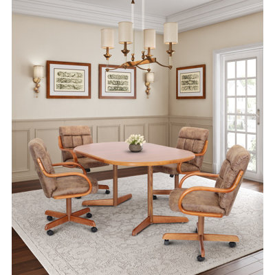 Aithley 5-Piece Extendable Double-Pedestal Caster Dining Set