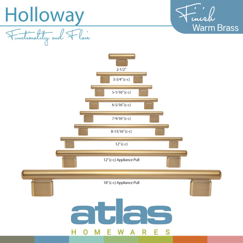 Holloway Bar Pull, 6 5/16", Warm Brass
