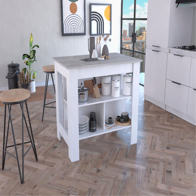 Îlot de cuisine, quatre pieds, trois tablettes