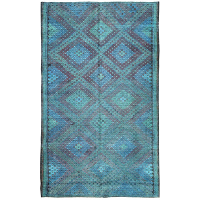 Tapis unique en algue / vert / bleu sarcelle / rouge 5 pi 8 po x 9 pi 8 po Jijim