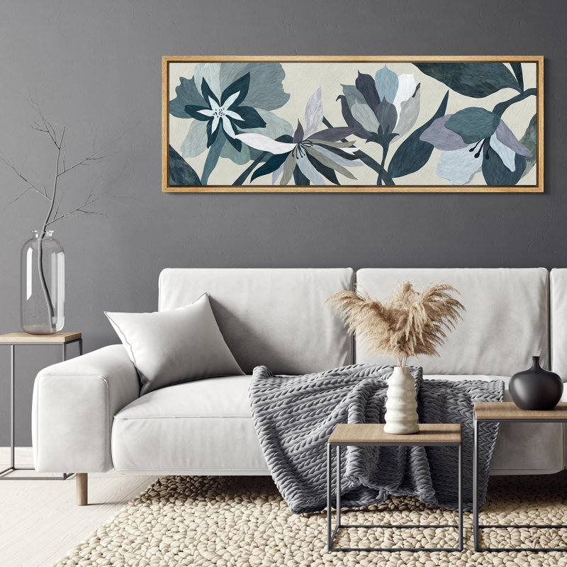 «Serene Botanicals Abstract Floral Panorama», reproduction encadrée, H 20 po x l 60 po, Naturel