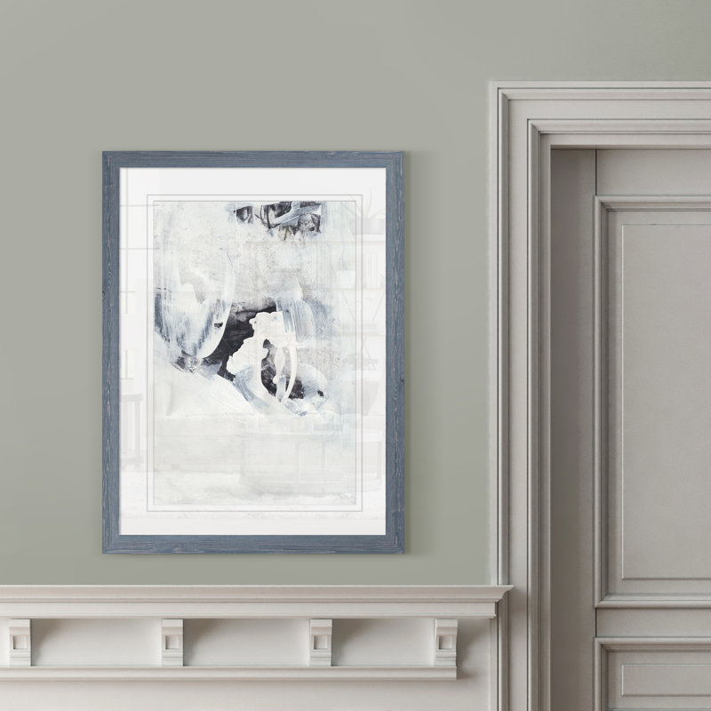 " Fire And Ice IV " by Paul Cezanne, Grey Framed Paper, 28" H x 38" W x 1.3" D