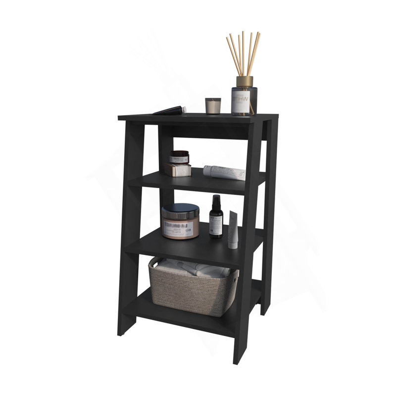 Mcneal Freestanding Bathroom Shelf With Open Storage, Black, Black