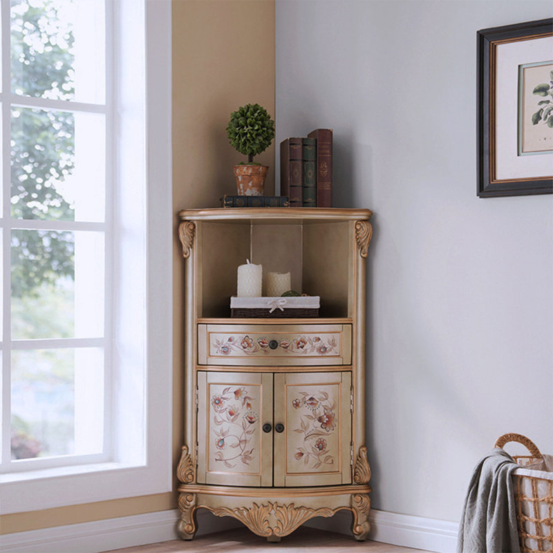 Armoire de coin en bois manufacturé beige