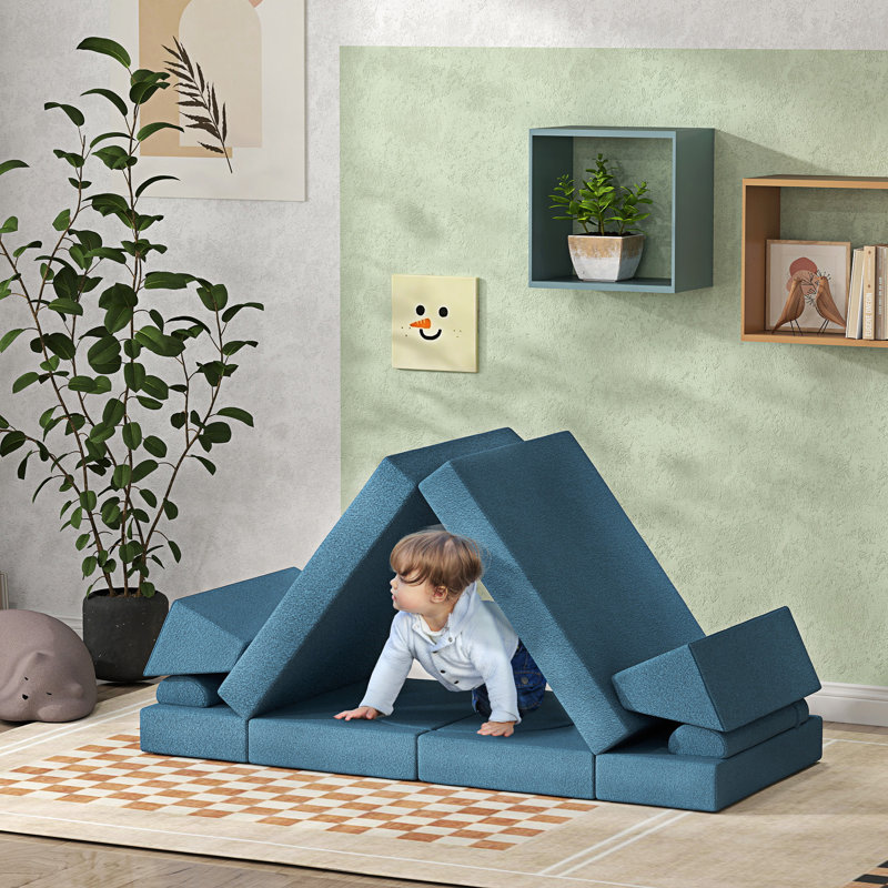 Qaba Foam Climbing Blocks, Climbing Toys for Toddlers, Indoor Soft Play Equipment for Boys and Girls, Blue