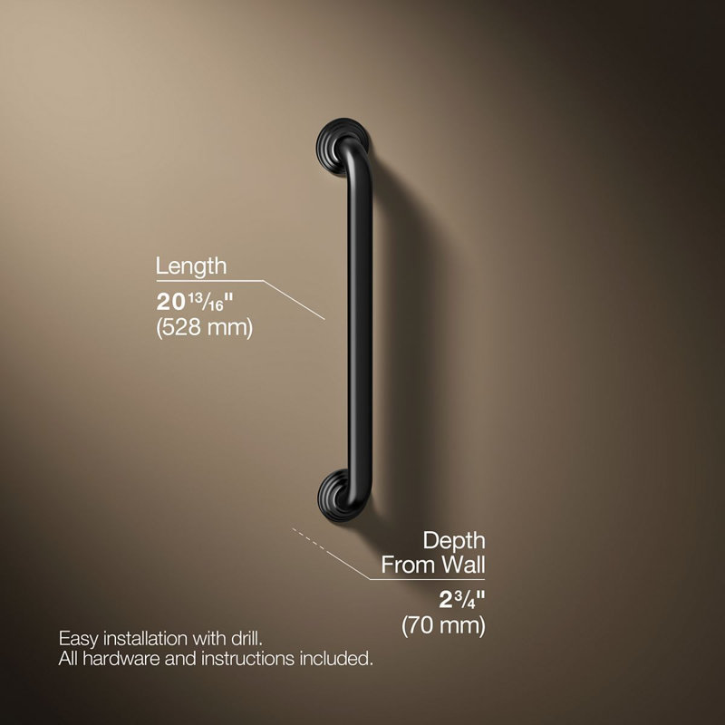 Traditional Grab Bar, Matte Black, 18"W