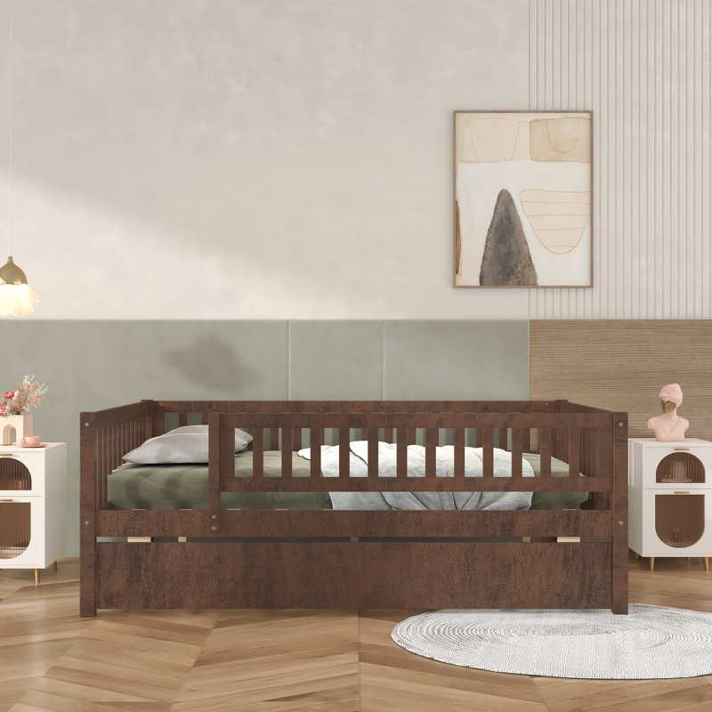Full Size Wood Daybed with Trundle, Walnut