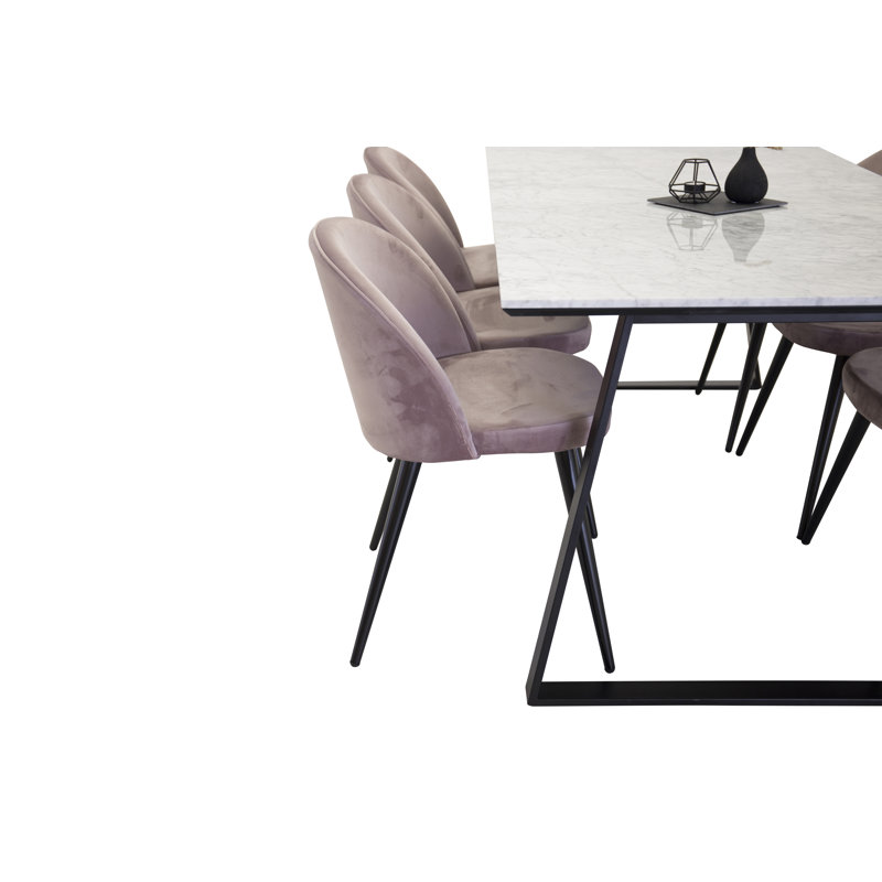 Mabel Dining Set, White, Pink, Black
