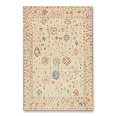 Tapis tissé à motif ondulé crème Mosso