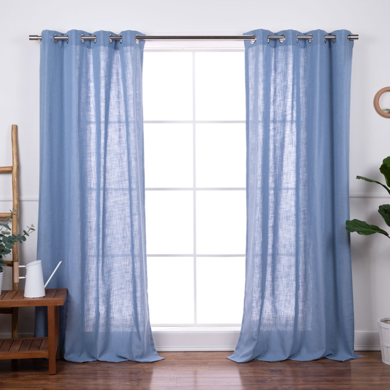 Sickels Semi Sheer Curtain Pair, Blue, 52" W x 84" L