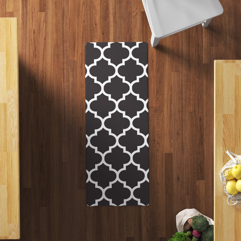 Fran Modern & Contemporary Geometric Synthetic Water Resistant Anti-Fatigue Non-Skid Kitchen Mat, Rectangle 1'6" x 3'11''
