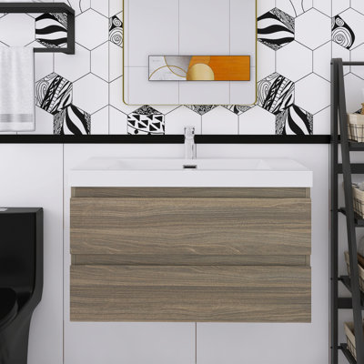 Meuble-lavabo mural simple avec plateau en résine