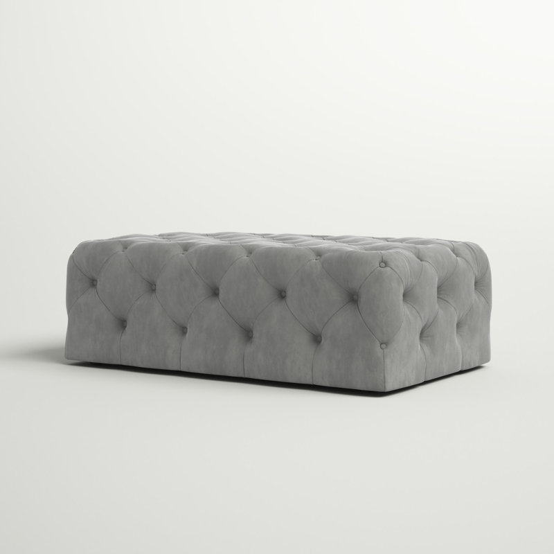 Huskins Upholstered Ottoman, Grey Velvet