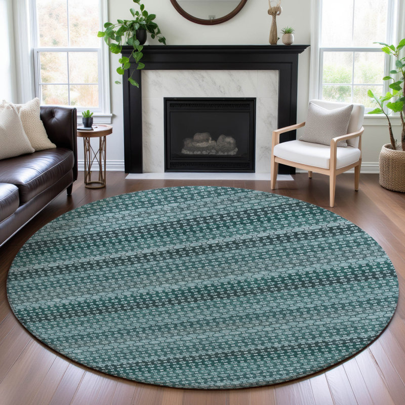 Premium Machine Washable Elize AMF1419 Stripes Rug, Round 8'