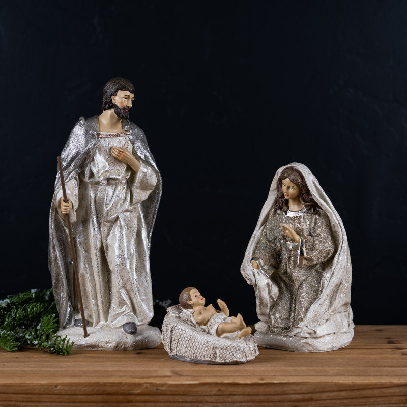 Ensemble de 3 figurines de la crèche de la Sainte Famille