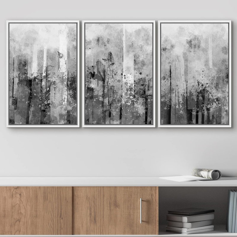 «Grunge Abstract Paint Stroke Effect Paint Splatter Show Abstract Shapes Abstract Art», art dramatique minimaliste gris foncé sur toile