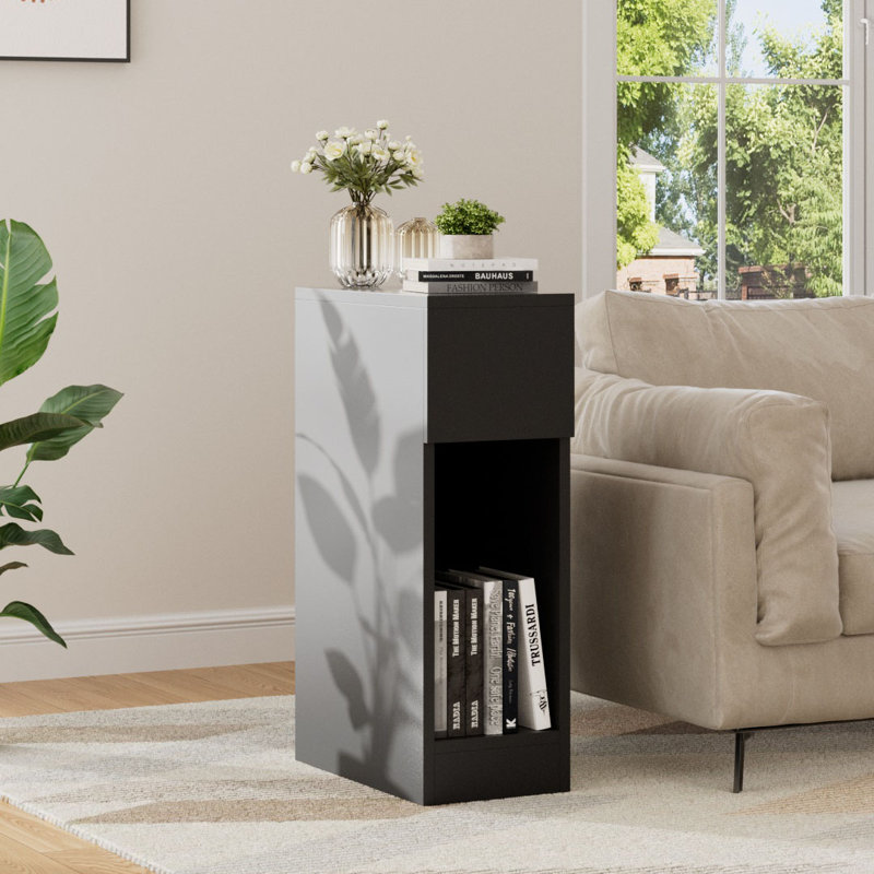 Bedside Table with a Drawer, Black