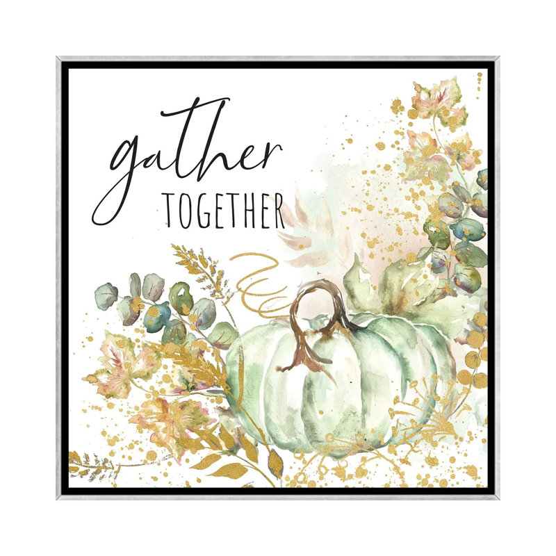 «Ghost Pumpkin Harvest Sentiment II» par Tre Sorelle Studios - reproduction d'art, Toile avec cadre argenté, Aucun mat