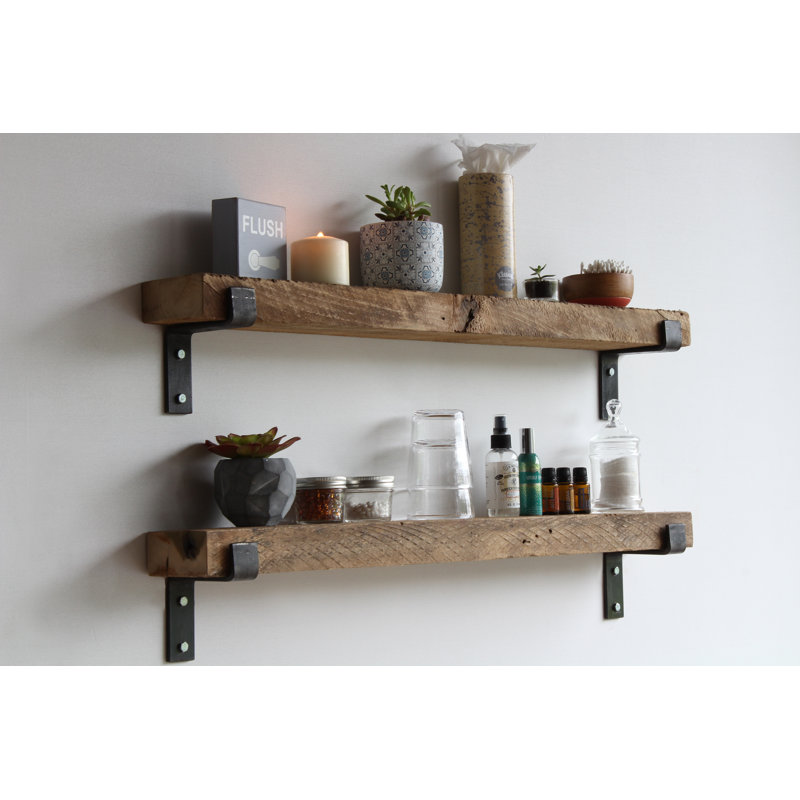 Tablette décorative en bois massif 2 pièces Brennon, Naturel (sans teinture), H 2 po x l 48 po x P 7 po