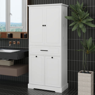 Armoire de rangement de 72,6 po avec tiroir et tablette de porte, panier à linge inclinable, grand support de garde-manger autoportant pour la cuisine, le salon ou la salle de bain