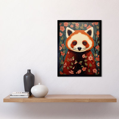 Red Panda Cute Tree Blossom - Single Picture Frame Print