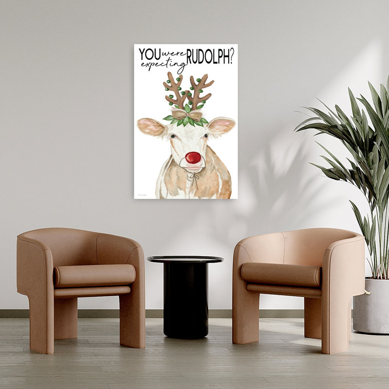 Were You Expecting Rudolph Christmas Cow by Cindy Jacobs - Wrapped Canvas Print, 91.44cm H x 60.96cm W