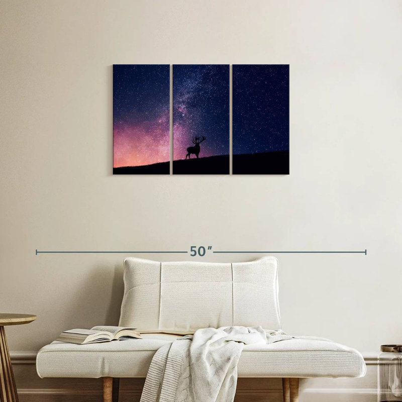 Renne nuit ciel, H 20 po x l 33 po