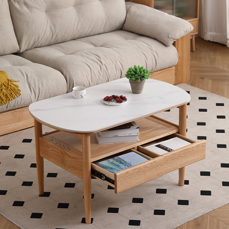 Table basse moderne simple ovale, H 23,6 po x L 39,4 po x P 23,6 po